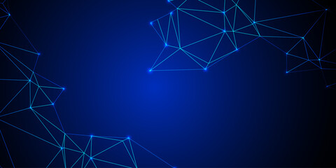 Abstract network of glowing points and lines. A wave of interconnected nodes. Intricate lines and dots creating a glowing abstract network on a dark background.