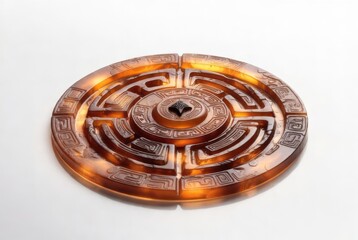 A sacred ritual circle, spiritual element, glossy 3D render, warm amber hues
