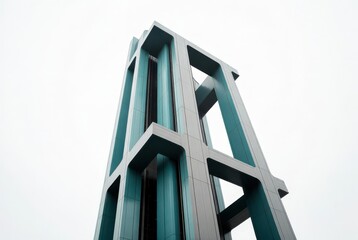 A vertical city skybridge, megastructure element, polished 3D style, teal-gray tones
