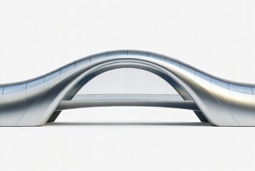 An arcology skybridge, architectural element, futuristic 3D model, silver-glass hues
