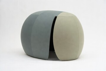 An enclosed focus booth, productivity element, curved 3D form, calm muted colors
