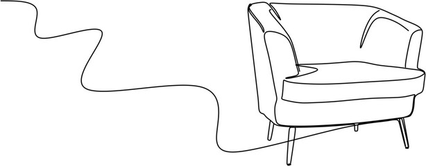 Continuous line drawing. Classic armchair. Vector illustration.