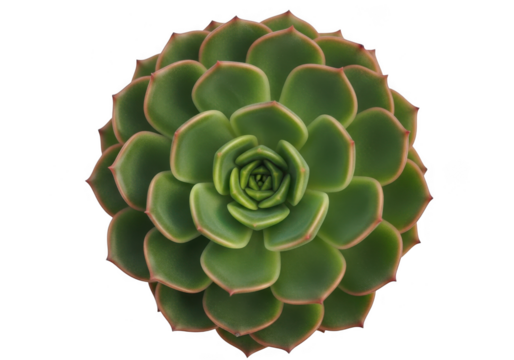 Top view of a vibrant green succulent plant, isolated on transparent background