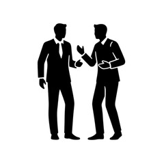 Black Silhouette Business People Negotiation and Discussion Vector Image for Meeting and Agreement