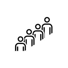 Monochrome Line Icon Representing Growing Group, Rank, or Queue of People Vector Image