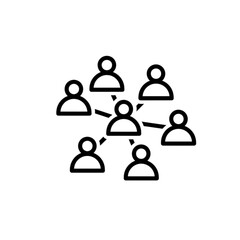 Monochrome Line Icon Representing a Centralized Social Network or Hub and Spoke System Vector Image