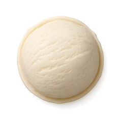 Perfectly Scooped Vanilla Ice Cream: Isolated Top View on Transparent Background