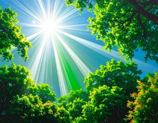 Sunlit Forest Transition with Autumn Hues and Ethereal Glow for Editorial and Web Use