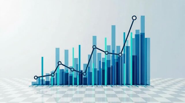 A bar graph showing an upward trend with a line graph overlayed. - Powered by Adobe