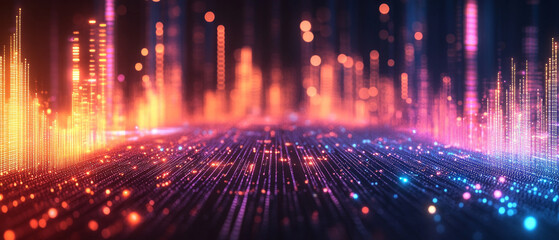 Luminous streams of data in digital space represent innovation, serving as a vivid backdrop for discussions about technology and the future.