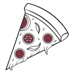 Single Slice of Pepperoni Pizza with Dripping Cheese food italian