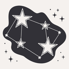 Constellation of Stars with Sparkles on Abstract Background Keywords: stars, constellation