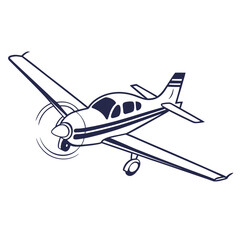 Small Propeller Airplane in Flight with Rotating Propeller aircraft aviation