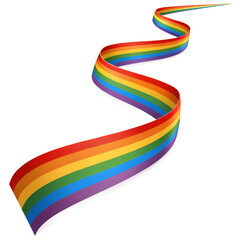 Celebrate diversity with this vibrant rainbow ribbon, perfect for pride events, LGBTQ+ campaigns, and inclusive marketing materials that spread love and equality. isolated on transparent background