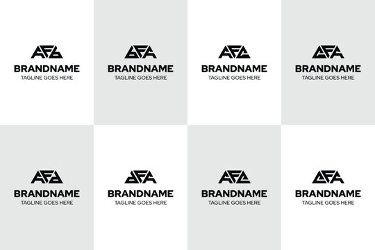 Letters AFB BFA AFC CFA AFD DFA AFE EFA Logo Set