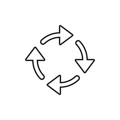 Circular arrow cycle outline icon. Refresh loop and rotation symbol