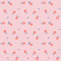 Peach seamless pattern pink fruit background