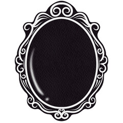 Elegant Decorative oval Frame Vintage Ornate Black Frame with White Border. Vintage Frame.