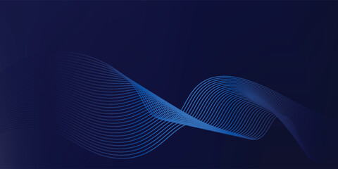 Abstract glowing wave lines on dark blue background. Dynamic wave pattern. Modern flowing wavy lines. Futuristic technology concept.eps10