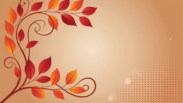 Autumnal Branch with Vibrant Red and Orange Leaves on a Textured Background.