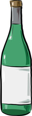 Green glass wine bottle with blank label illustration vector