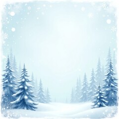 Naklejka premium Serene Winter Forest Background with Snow-Covered Pines and Falling Snowflakes