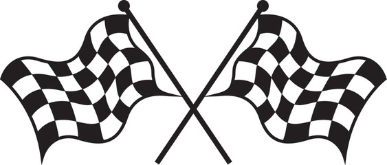 Racing flag, Two Crossed Checkered Flags Waving DynamicallyCar, motorbike competition,eps vector file