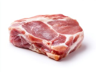 Pieces of pork fatback isolated on white background, streaky pork