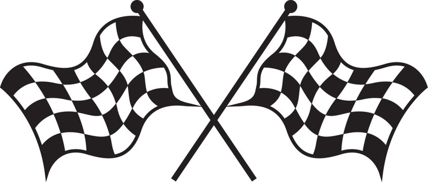 Racing flag, Two Crossed Checkered Flags Waving DynamicallyCar, motorbike competition,eps vector file