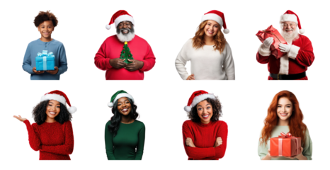 PNG Festive holiday people collection, element set on transparent background