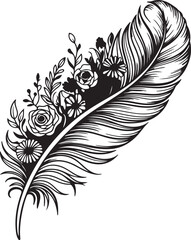 Obraz premium Vector illustration of feathers and quills set