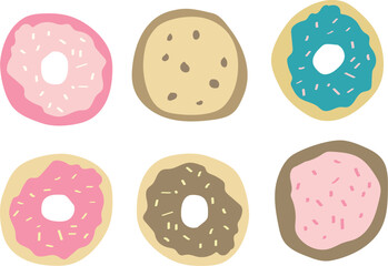 pastel doodle donuts and cookies