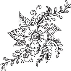 Abstract floral vector background with leaves and decorative elements