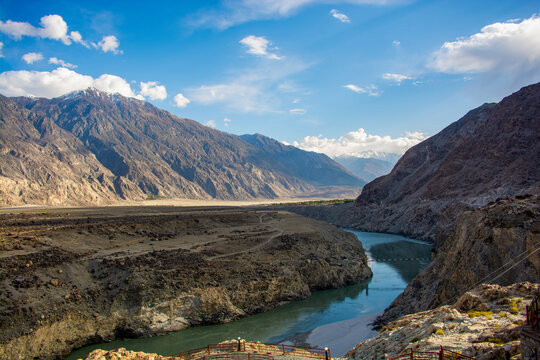 Indus river in the Karakoram mountains on the way to China border