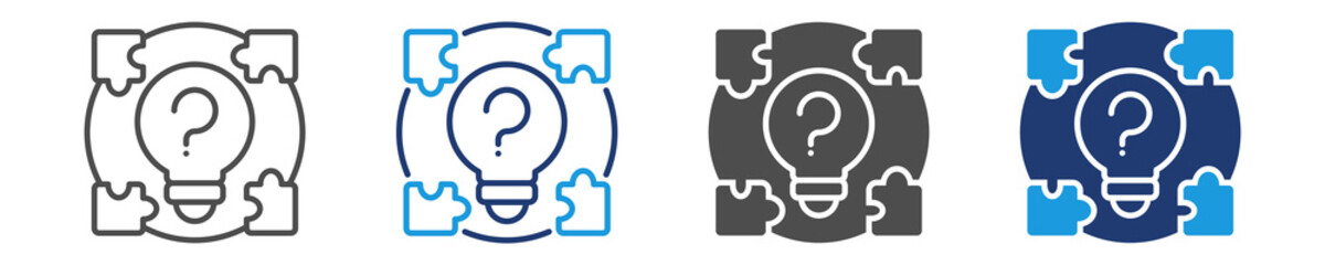 problem solving icon set multiple style