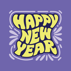 Happy new year banner. Vector illustration of a happy new year in gold and black colors. Beautiful inscription. Background for the holiday.