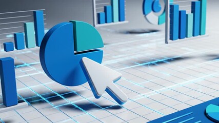 Cursor interacting with data chart animation - Powered by Adobe