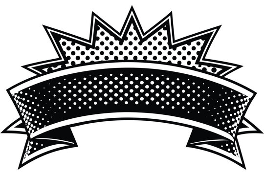 Pop Art Comic Emblem with Ribbon and Starburst - Powered by Adobe