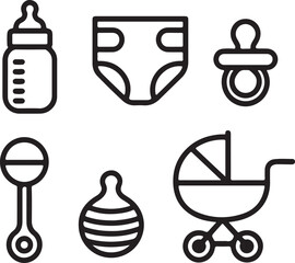 Baby icon set illustration with simple vector symbols