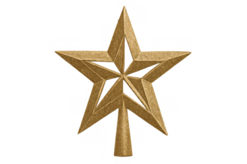 Golden christmas star tree topper ornament celebrating holiday season, festive decoration, symbol of tradition and joy