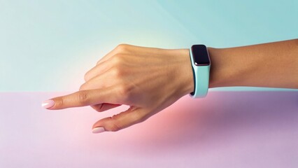 Hand with Fitness Tracker Swiping Across a Smooth Surface