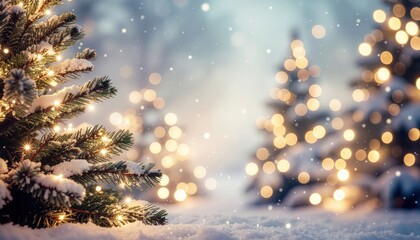 Enchanting winter wonderland christmas tree celebration snow-covered forest stunning photography magical evening cozy vibe holiday spirit winter nights