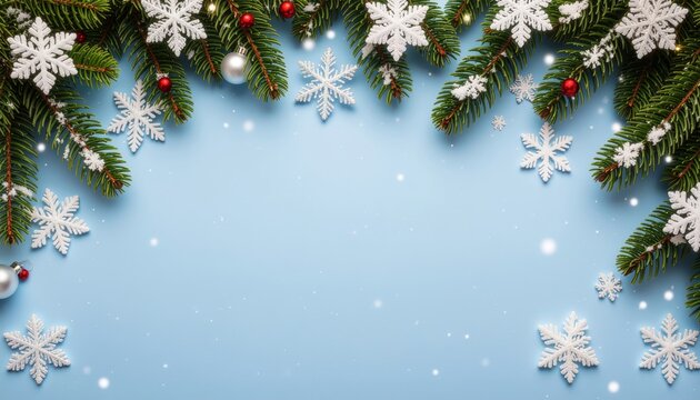 Winter wonderland christmas decoration festive blue background digital image sparkling snowflakes cozy environment cheerful concept for seasonal celebrations and holiday spirit - Powered by Adobe