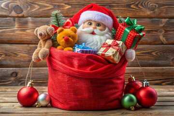 Tasty, decorated Christmas cookies in bowl and candy canes on wooden table. Bokeh effect