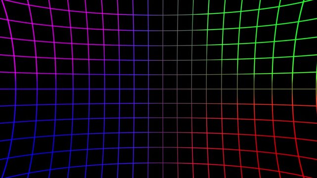 Animation of squares with grid background. Beautyful grid Background moving from left to right on a black background. Grid Background Horizontal Loop Animation moving right.