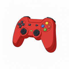red video game controller or gamepad isolated clip art illustration