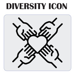 Diversity and inclusion icon — group of diverse people symbolizing unity, teamwork, equality, and multicultural community in modern flat vector style