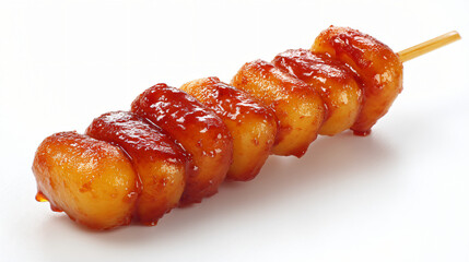 Delicious mitarashi dango isolated on white background, a popular japanese dessert