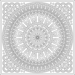 Classic greek black outline square ornament. Vector pattern, ancient hellenic rectangle. European border.