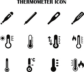 Thermometer vector icon showing temperature measurement in a simple, modern line style
